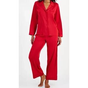 I.N.C. International Concepts Satin Long Pajama Set, Red Women’s XXL